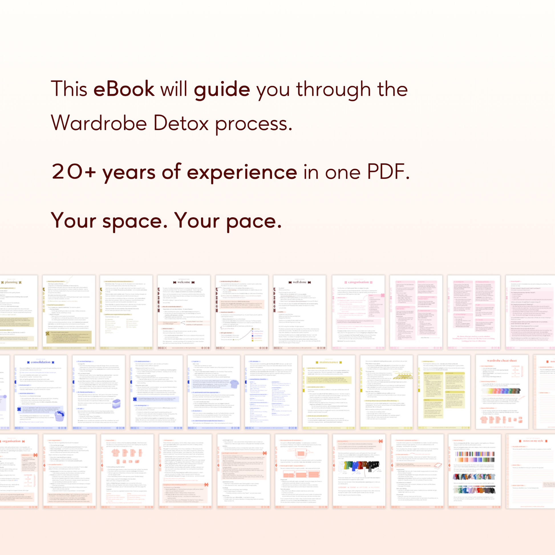 DIY Wardrobe Detox eBook guide: This ebook will guide you through the Wardrobe Detox process. 20+ years of experience in one PDF. Your space. Your pace.