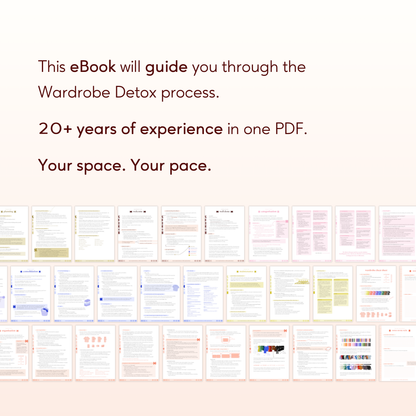 DIY Wardrobe Detox eBook guide: This ebook will guide you through the Wardrobe Detox process. 20+ years of experience in one PDF. Your space. Your pace.
